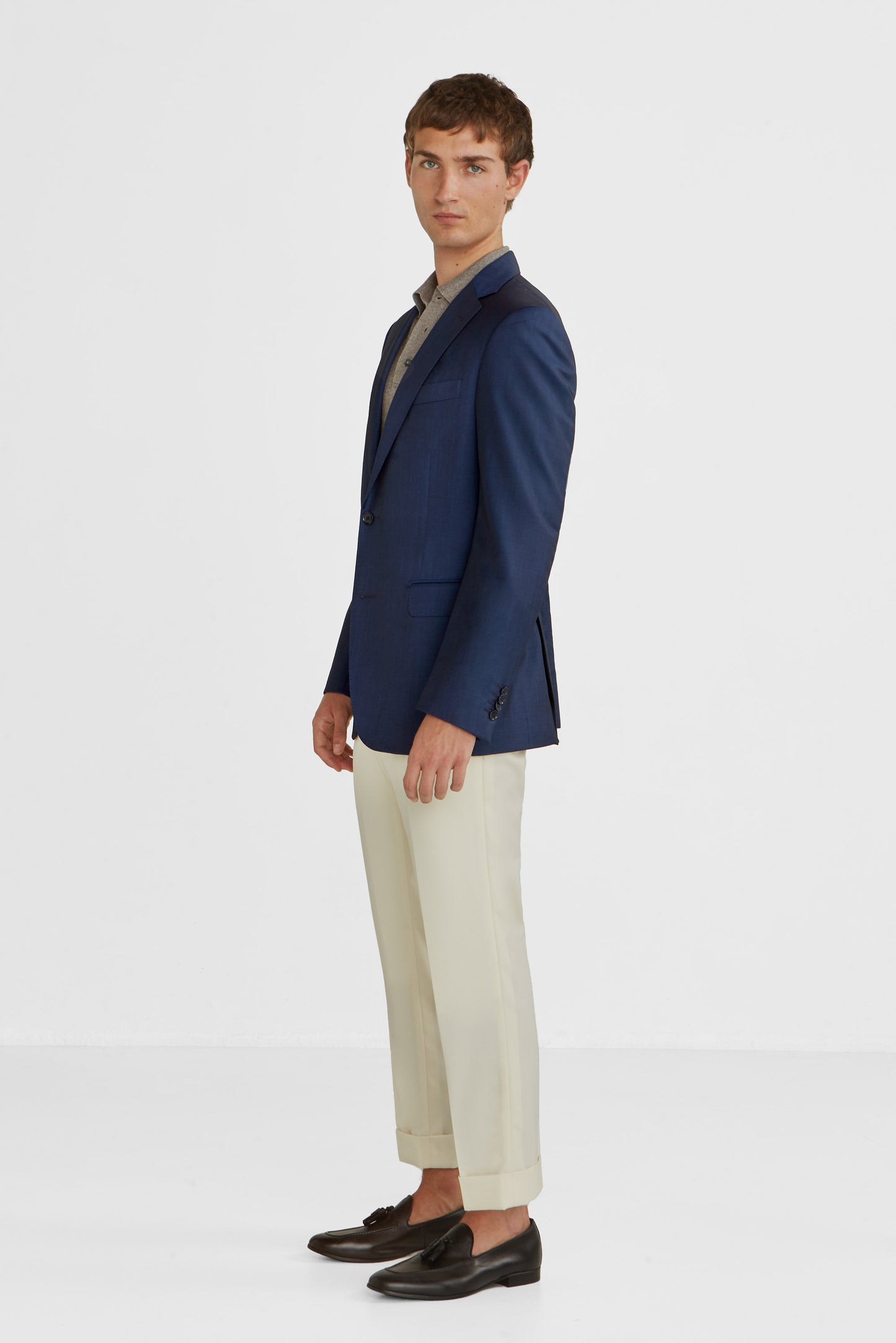 Light single breasted jacket super 120 wool / Ivoire trourser 120 wool